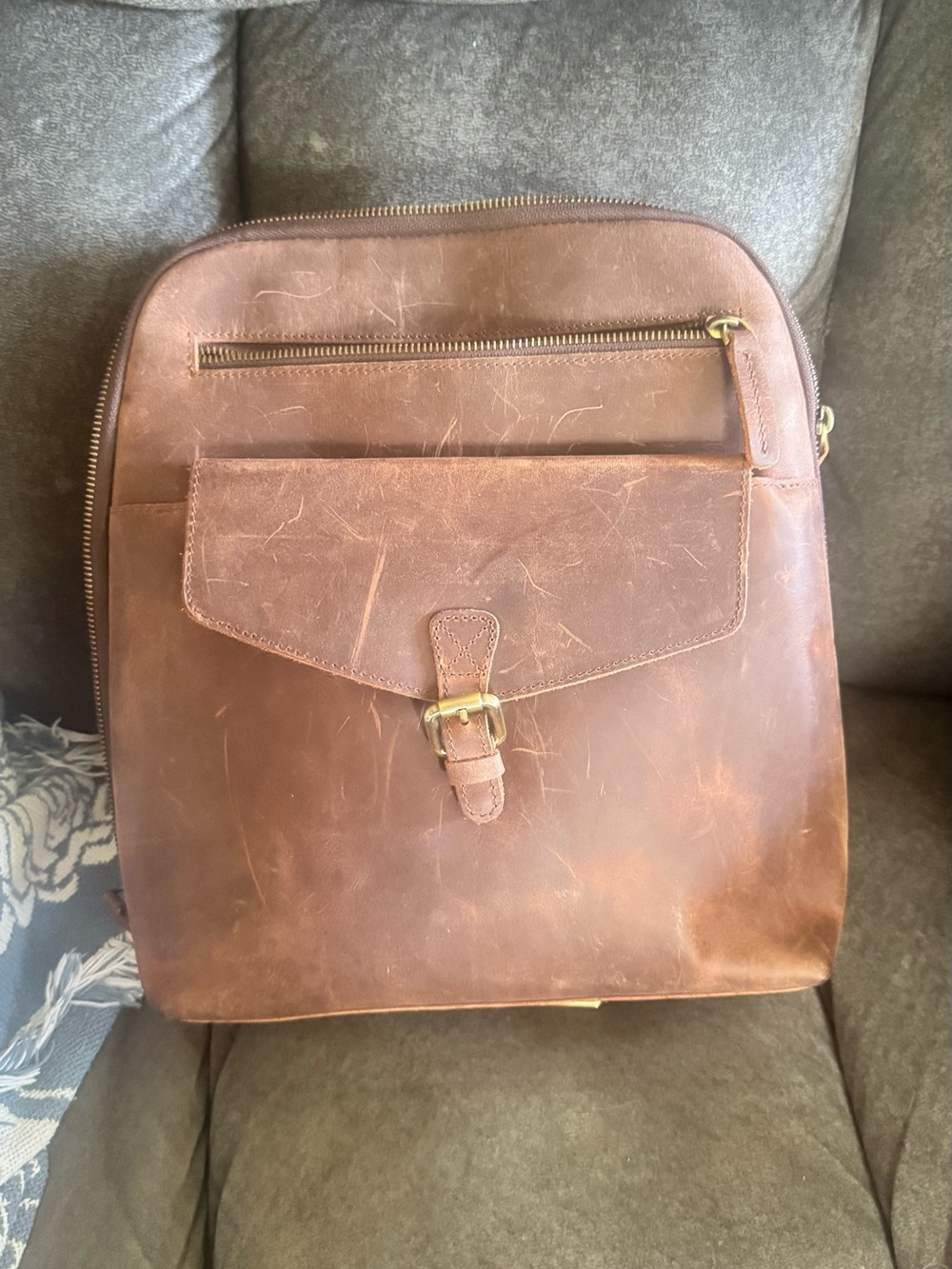 S-Zone Brown Leather Backpack - Everyday Carry